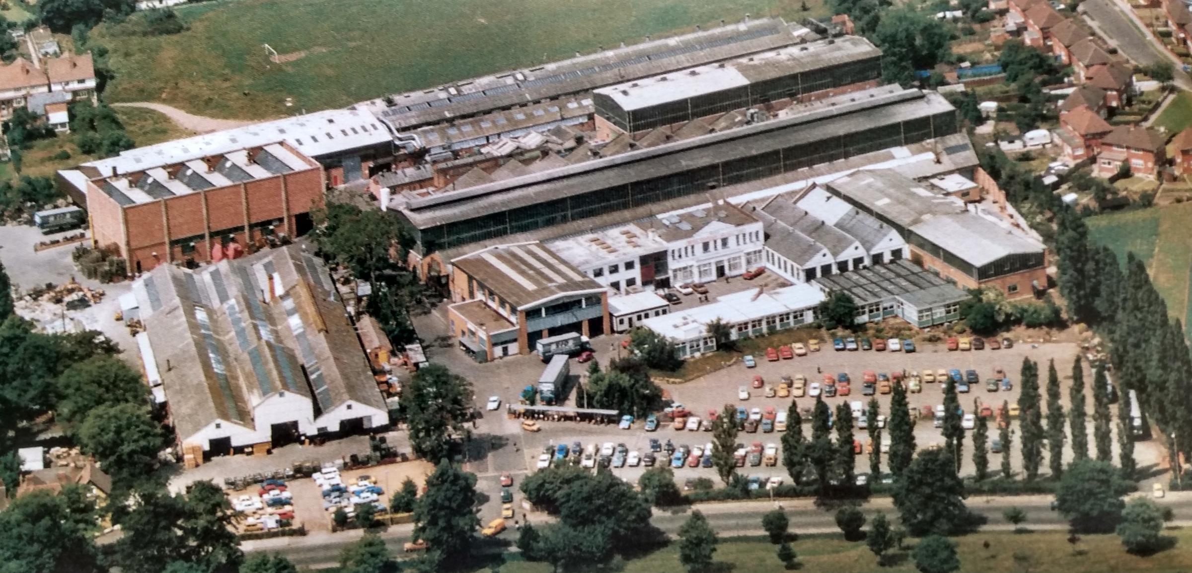 An overhead shot of the Metal Castings (Worcester) Ltd site off the Droitwich Road in the 1980s 