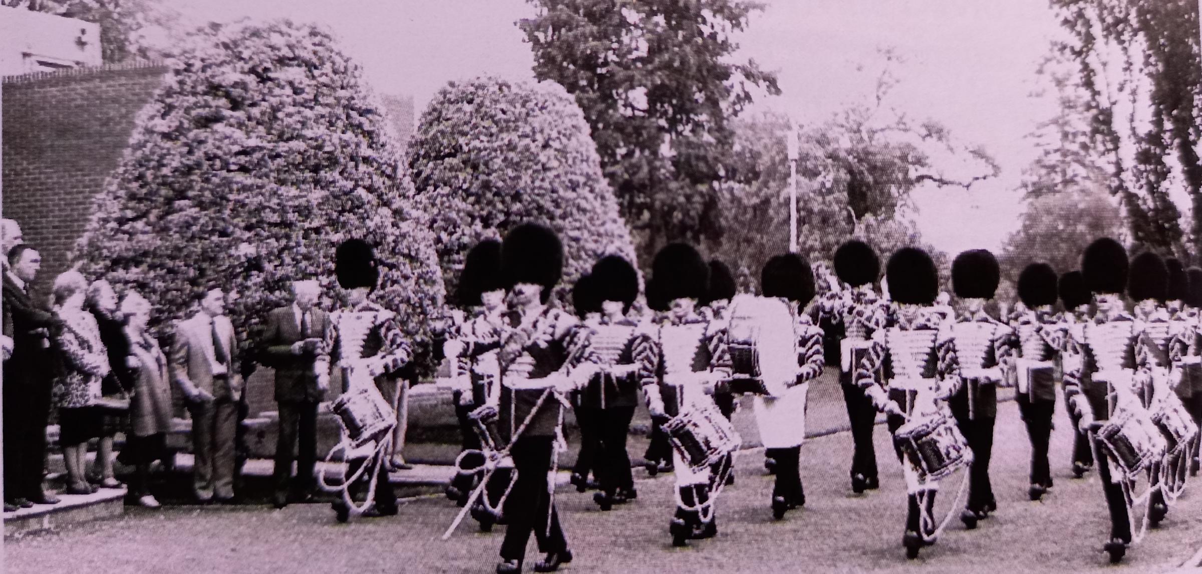 The Corps of Drums at Madresfield Court in 1986