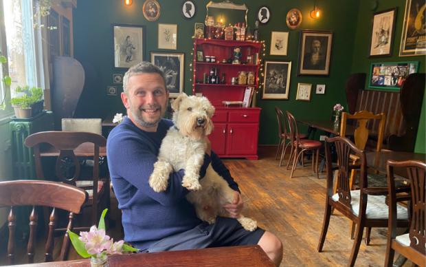 Worcester News: Owner of Paul Pry Alex Pope with his dog Alfie 