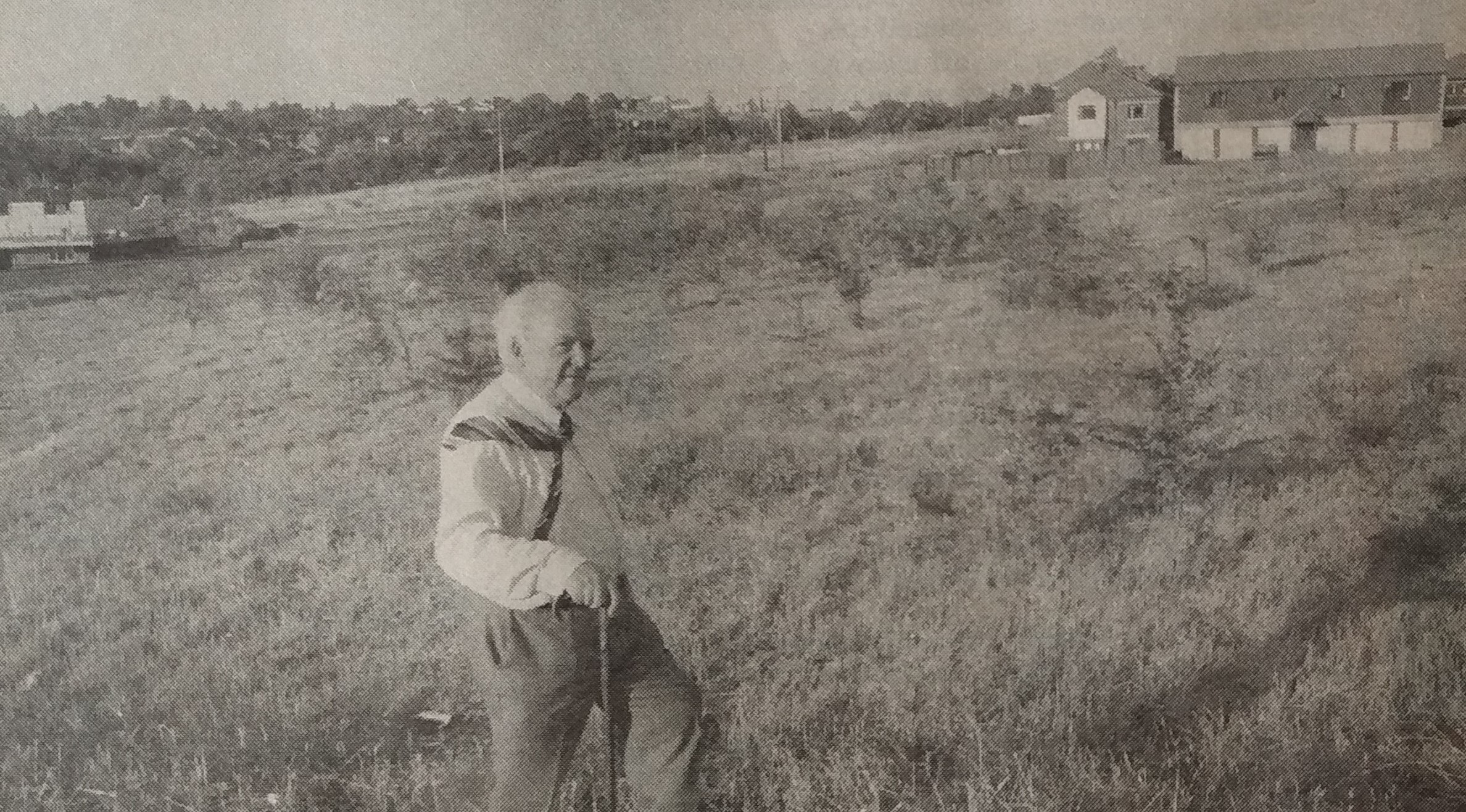 Its July 1995 and the parish council was looking to buy land on which to build a youth centre. Parish councillor Donald Anderton is pictured on the land, close to the Tesco site