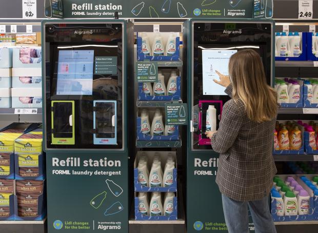 Worcester News: Lidl is trialling UK’s first supermarket ‘smart’ laundry detergent refill station. Picture: Lidl