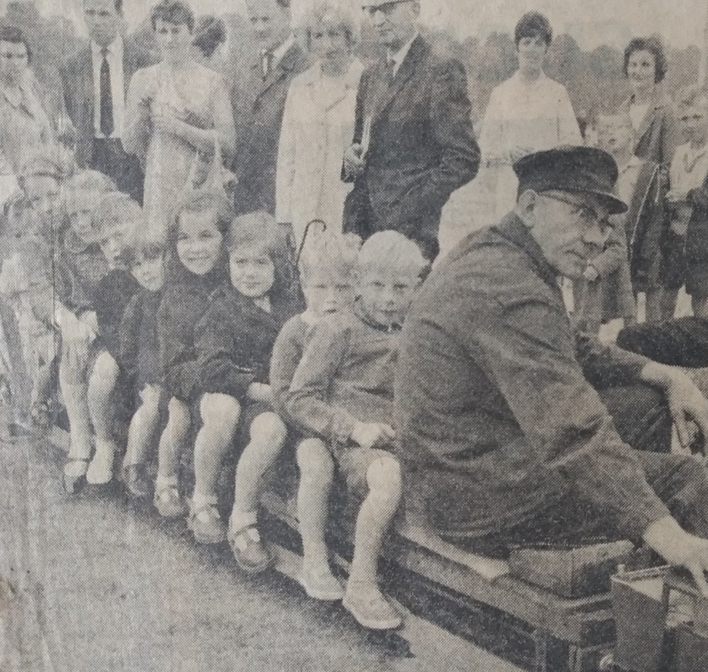 August 1968 and youngsters at the Worcester City Show enjoy their trip on a miniature train