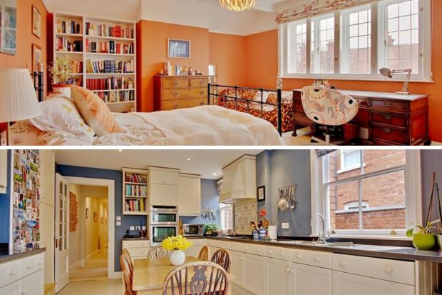Worcester News: (Top) One of the bedrooms and (bottom) the kitchen (Rightmove/Canva)