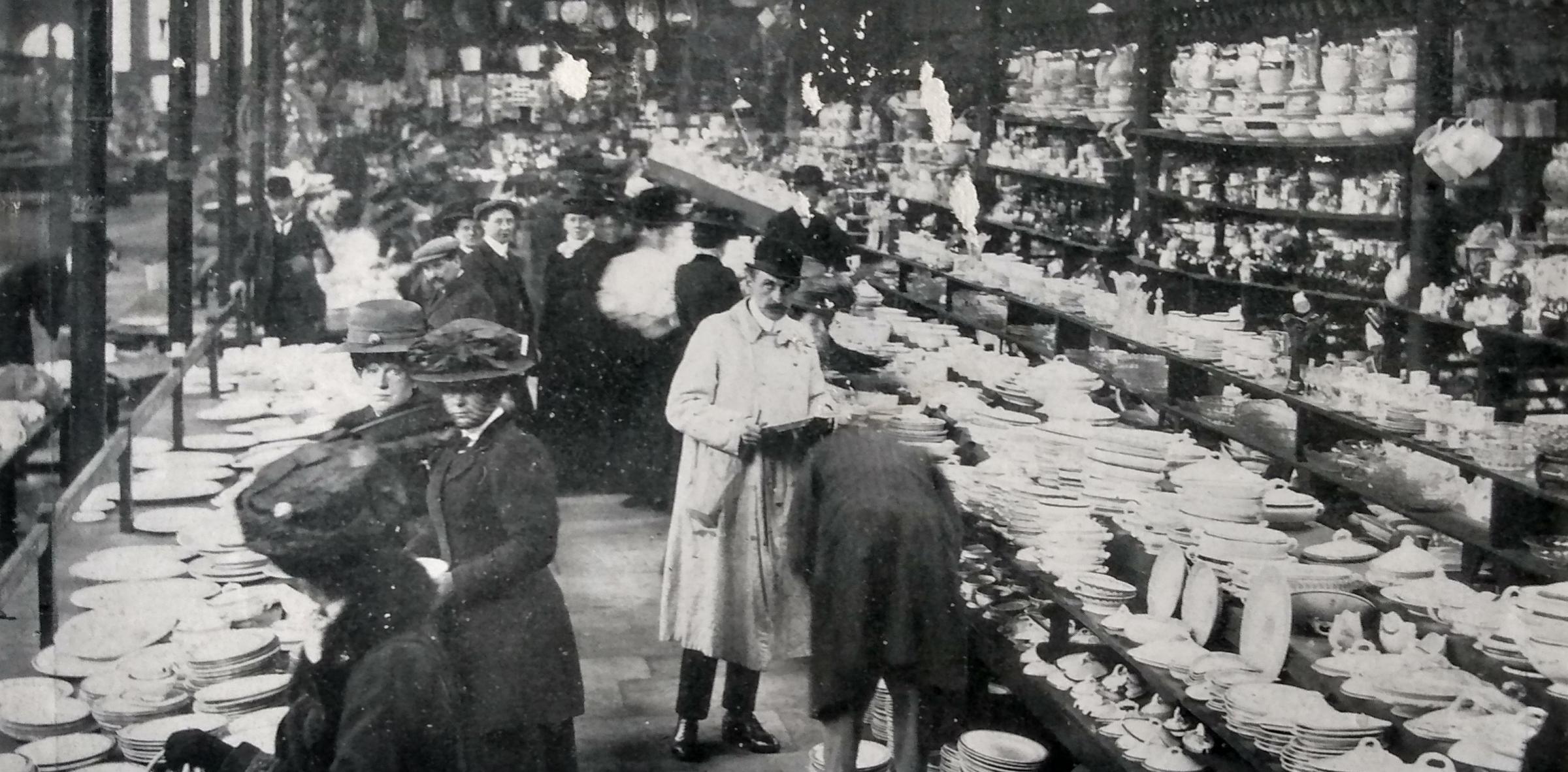 A sale of china at Sigleys china stores in Market Hall