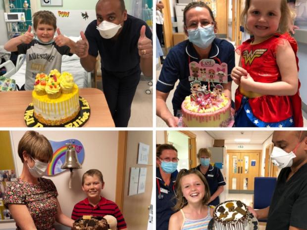 Worcester News: CAKES: Youngsters receiving cakes. Pictures: Worcestershire Acute Hospitals NHS Trust