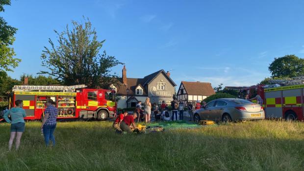 Worcester News: Fire crews outside the pub on Tuesday evening