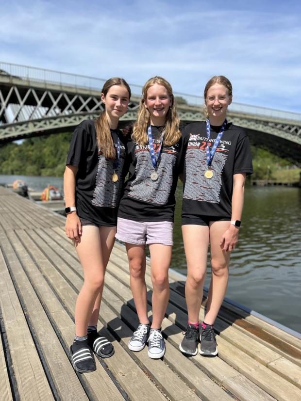 Worcester News: L-R: Harriet Bray, Olivia Hodgson, Gracie Janes at the British Rowing Junior Championships