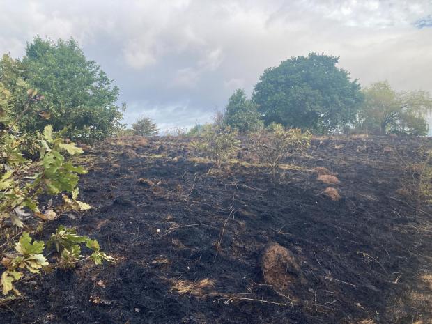 Worcester News: CONTAINED: The fire at the summit of the old Tolladine Golf Course was successfully contained by three crews from Worcester 