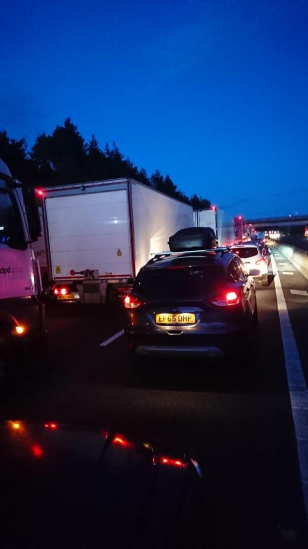 Worcester News: IMPACT: The tailbacks this morning after the crash involving the BMW
