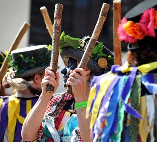 WOOD YOU BELIEVE IT: Dancers from Queen Emma’s Morris group do their thing during the Upton Folk Festival. 17264708