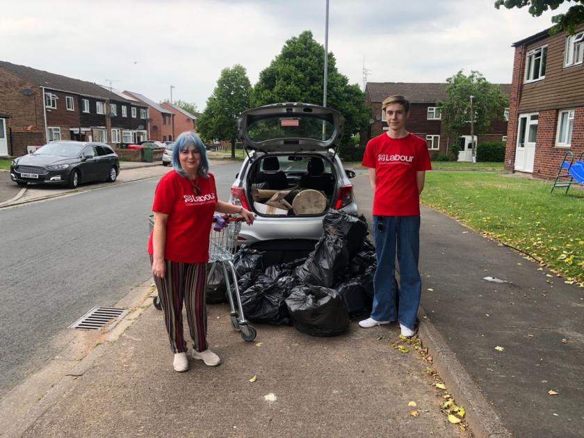 Warndon fly-tipping – litter pickers fill car twice