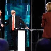 HARD TO CALL: Boris Johnson and Jeremy Corbyn at the head-to-head ITV debate. Picture: ITV/PA Wire
