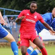 Omari Sterling in action for Harriers during 2-1 win over Halesowen Town. Pic: KHFC