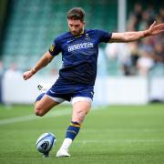 Owen Williams of Worcester Warriors attempts to kick a conversion - Mandatory by-line: Andy Watts/JMP - 18/09/2021 - RUGBY - Sixways Stadium - Worcester, England - Worcester Warriors v London Irish - Gallagher Premiership Rugby