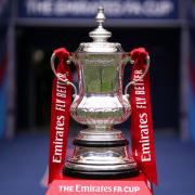 Close up of the official FA Cup Trophy.