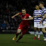 Kidderminster’ Sam Austin celebrates his goal against Reading in the third round of the FA Cup.