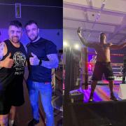 Wes Joyce celebrates after winning his debut boxing match on Saturday