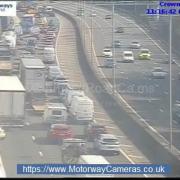 J4A traffic after the collision near Rubery. Picture credit: motorwaycameras.co.uk.