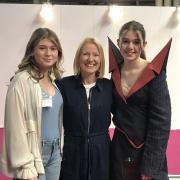 RGS head of textiles Jo Bishop, centre, with successful students Emily and Grace