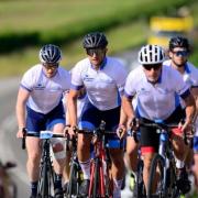 Warrior: Jonny Arr taking part in the 750-mile bike ride charity 'Road to Twickenham' challenge.