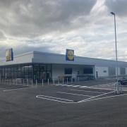NEW: The Lidl in Droitwich Road, Worcester. The mistake on the banner/sign which said the supermarket was in Droitwich, six miles away, will be fixed
