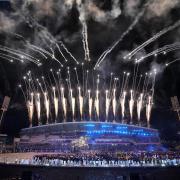 Fireworks set off as athletes entered the stadium during the opening ceremony of the Birmingham 2022 Commonwealth Games at the Alexander Stadium, Birmingham. Credit: PA