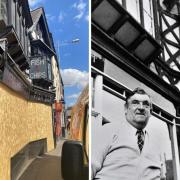 SAD: Left shows Lowesmoor Fish Bar this week. Right shows well-known local character 'Honky Fletcher' in 1982.