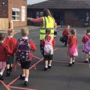 Newbies were welcomed on their first day at Cherry Orchard Primary School in Worcester in September last year.
