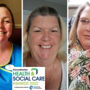 Care Trainer award finalists Kelly Dews (St John's Court Nursing Home training team), Charlie Bitchenor (Heritage Manor), and Clare Wilcox (Coast 2 Coast Care)