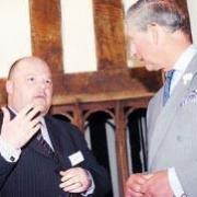 The then editor of the Worcester News, Kevin Ward, with the recently-proclaimed King Charles III in 2008