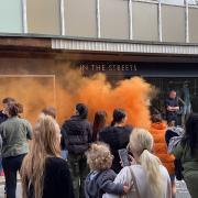 Orange smoke billows across Worcester streets as shop opens