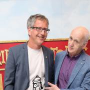 Horrible Histories co-creators Martin Brown, left, and Terry Deary attending the premiere.