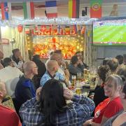 Fans gather at the Berkeley Arms for England vs USA