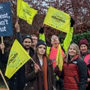 NEU members from Worcester Sixth Form College  striking in November