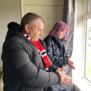 COLD: Wayne Penn (left) and Cllr Jill Desayrah in Crickley Drive, Warndon, Worcester