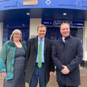 Lucy Hodgson, Greg Hands and Marc Bayliss standing outside Scala Theatre