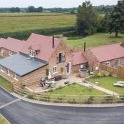 An aerial shot shot of the grounds at Rowley Farm Holidays.