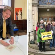 PLEDGE: Robin Walker MP signed the Warm This Winter pledge after a meeting headed by Worcester Greenpeace.
