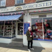Gabrielle Bullock, of Bygones of Worcester, outside the shop.