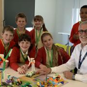 WORCESTER BOSCH: Carl Arntzen with students from St Georges Catholic Primary School.