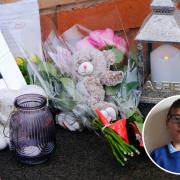 FLOWERS: The flowers left outside the home of Alfie Steele