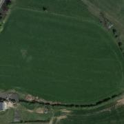 BIRDS-EYE: The fields off Droitwich Road in Martin Hussingtree where the 21-acre solar farm could be built.