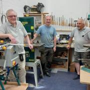 Dave Clark, MSW chairman Colin Bunce and Nigel Jarvis in the machine room.