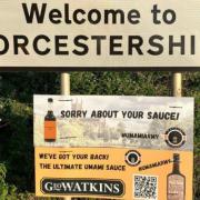 SAUCE: A 'fan' of the sauce brand erected this sign in Worcestershire.