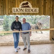 Jill Scott MBE with West Midland Safari Park's managing director Chris Kelly .