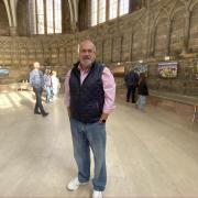 Michael Whitefoot in Worcester Cathedral Chapter House 2022.