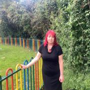 SHOCK: Cllr Jill Desayrah has been shocked by reports of a dog being abused and tortured in a 'den' next to Turners Close play park in Warndon