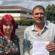 STANCE: Cllr Jill Desayrah and Matt Brown oppose the drive thru which is rumoured to be a Starbucks after a planning application at Elgar Retail Park in Blackpole