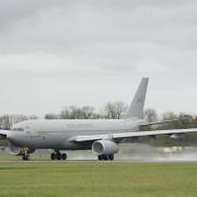 RAF: An RAF Voyager plane flew over Worcester this afternoon.