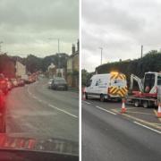 GRIDLOCK: The gridlocked traffic in London Road caused by roadworks